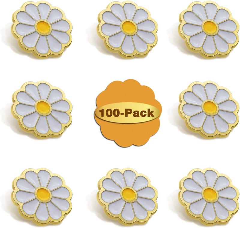 MIDE 6/12/50/100Pcs White Daisy Flower Enamel Lapel Pin 1“ -For Men Women Clothes Bags Hats - Image 1